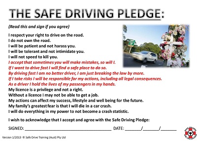 Safe Teen Driving Pledge Is 76